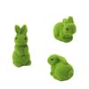 Green Flocked Easter Decorations Simulation Moss Artificial Fake Animal Bunny Figurine Moss Green Faux Moss Rabbit Ornaments
