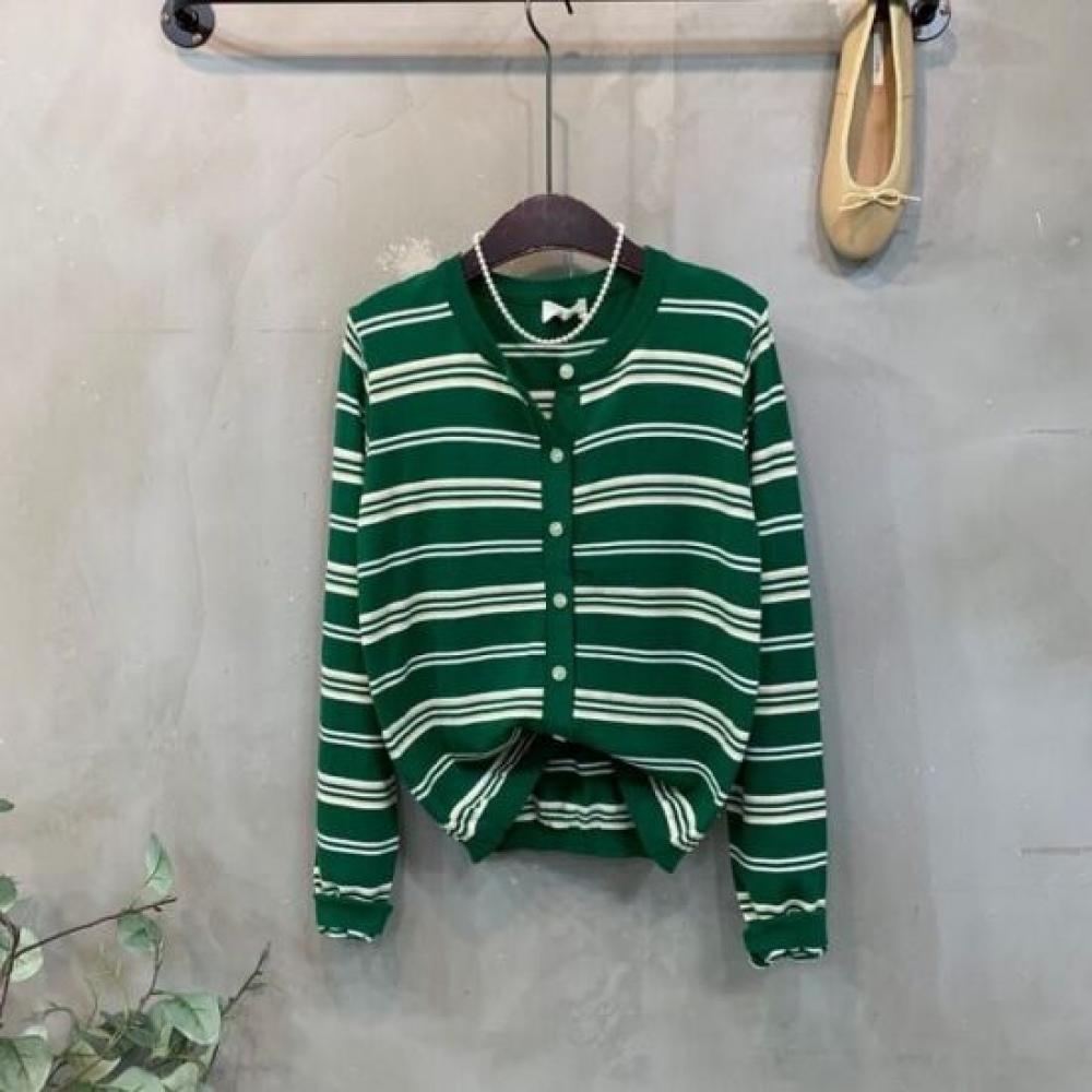 C S In The Room Hupo Stripe Long Sleeve Knit Cardigan 3Color