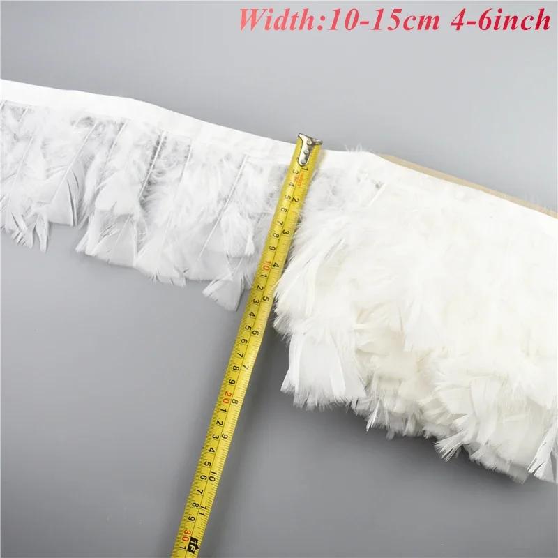 1Meters White Black Pheasant Feathers On Tape Ribbon Turkey Ostrich Fringe Feather Trim Goose Marabou Sewing Clothes DIY Plumes