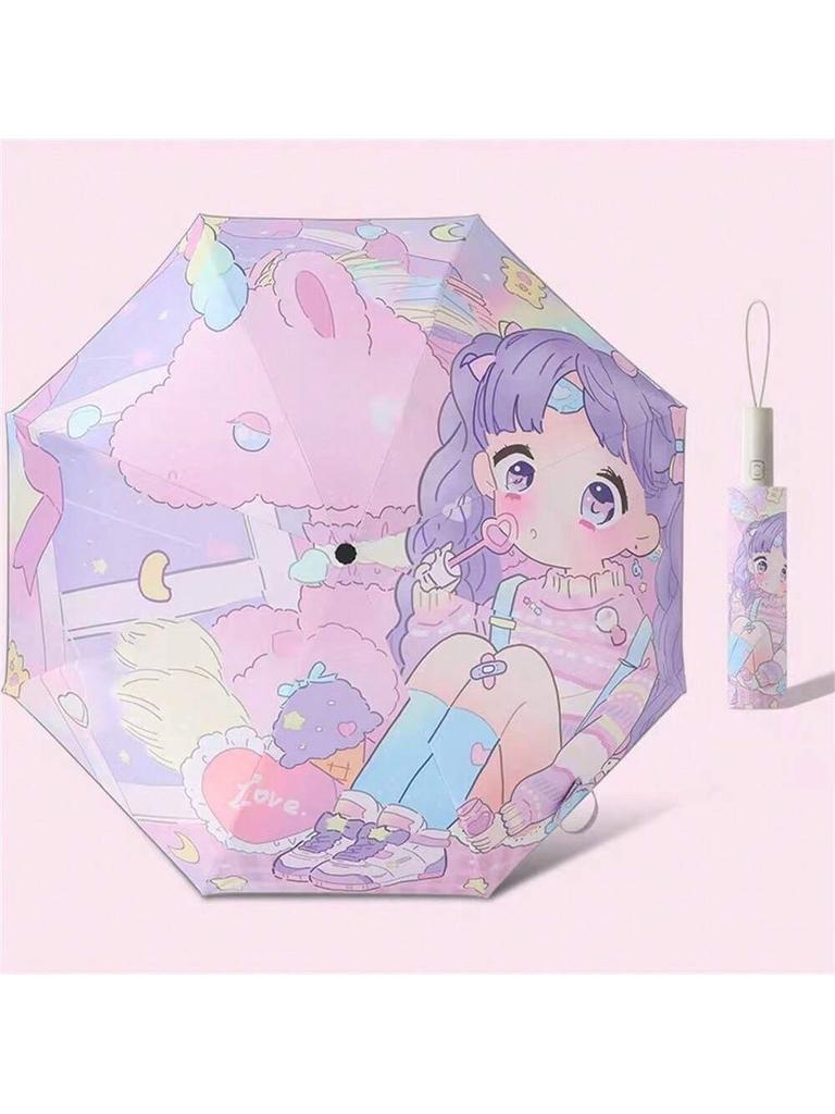 Unicorn Kids Umbrella Auto, Portable Folding Durable Built-in Sun Protection, Auto Open/Close Lightweight for Boys & Girls