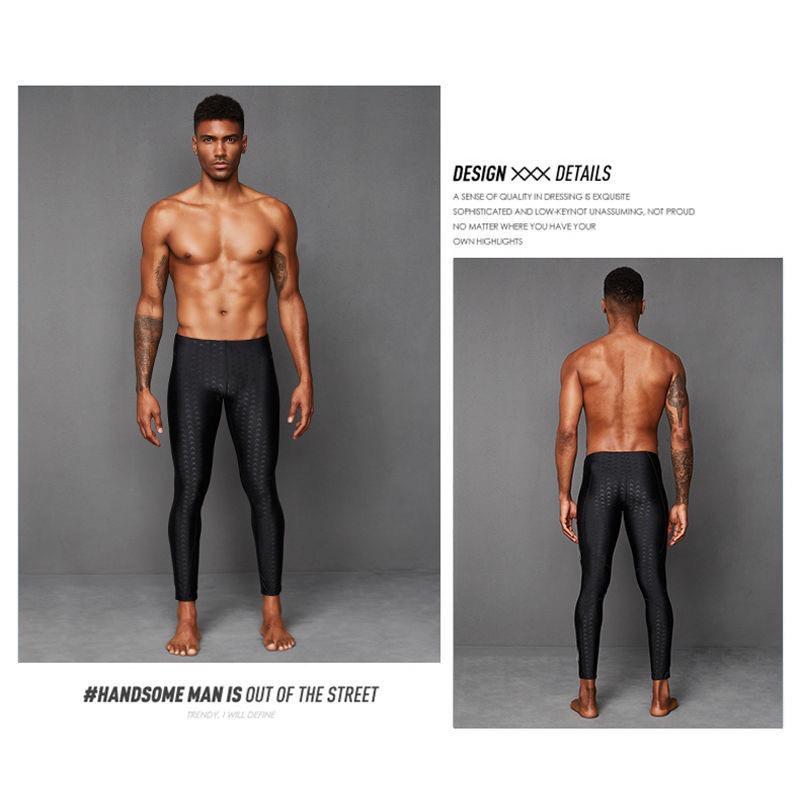 Exklusive Herren-Badehose mit langen Beinen, schnelltrocknend, Haifischhaut-Optik, Renn-Badehose