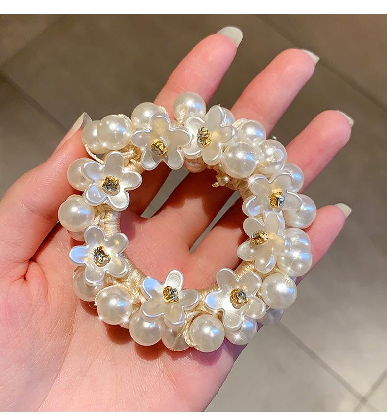 

Новый стиль веревка для волос, высококлассные аксессуары для волос Искусственный жемчуг головной цветок резинки для волос женский головной убор, петля для волос для хвостика