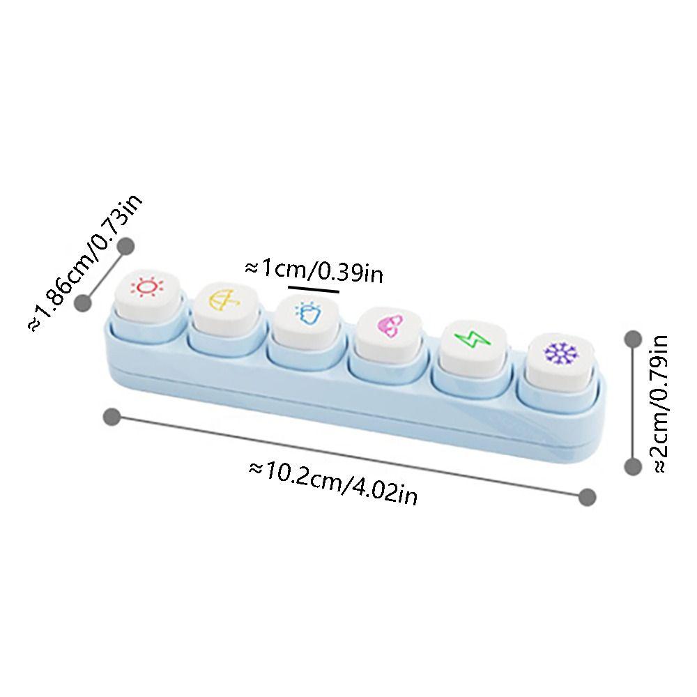 New 6-in-1 Stamp Set DIY Mini Color Seal Cartoon Scrapbooking Seal Students School Stationery