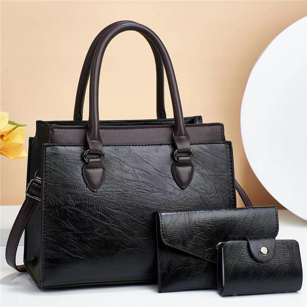 Neue Damen 3 in 1 Fashi Retro Tote Umhängetasche Patchwork Lässig PU-Leder 3-teiliges Set Umhängetaschen