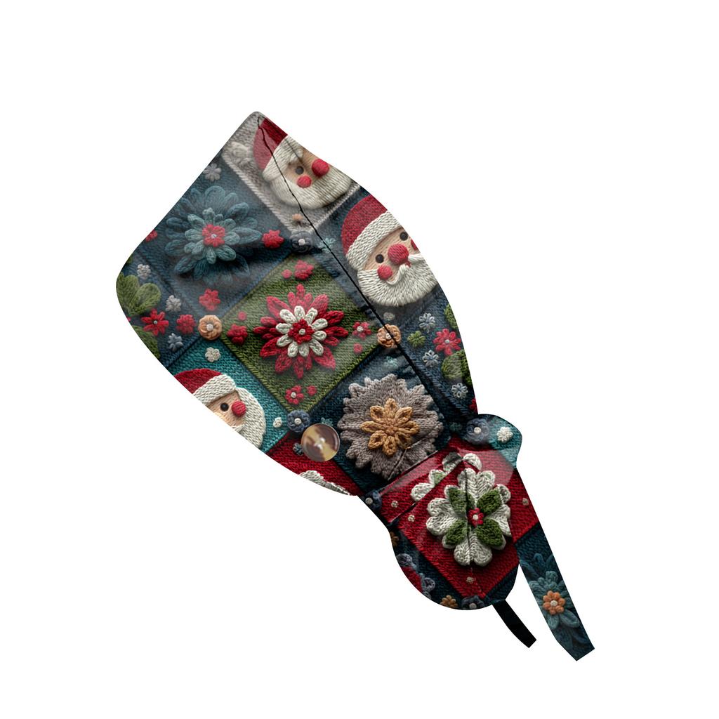 Christmas Cartoon Printed Medical Surgical Ponytail Cap Nurse Hair Care Baotou Scrub Cap Beauty Salon Nursing Hats for Men Women