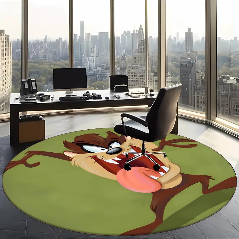 Taz (23) Round Office Rug Decorative Floor Rug for Office Bedroom Living Room and Home Space