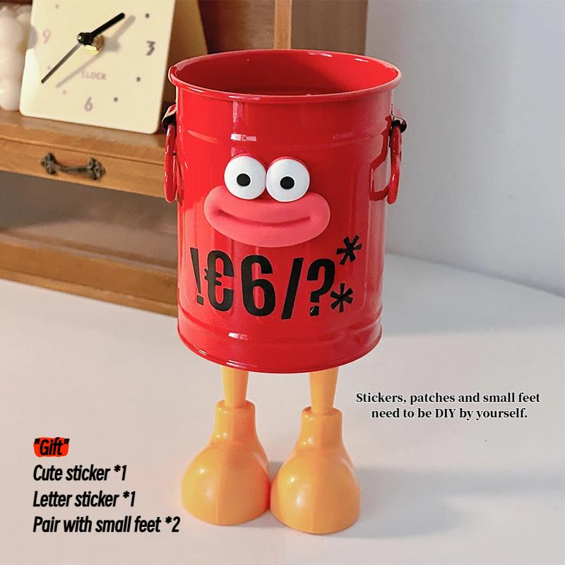 1 Pc Cartoon Pen Holder, Simple Storage Holder, For Office Storage, Desk Storage, Home Study Storage (random Letter Stickers)