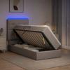LED Storage Bed with Mattress Taupe 100 X 200 Cm Fabric