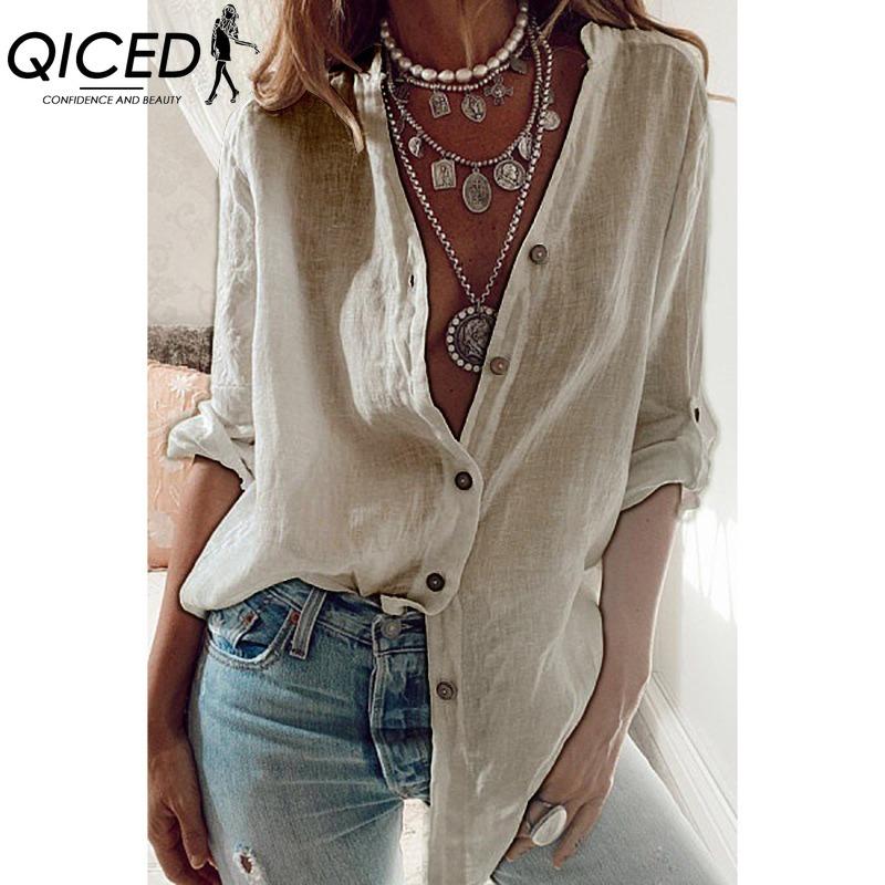 

QICED Женские модные повседневные однотонные блузки и рубашки с короткими рукавами и воротником-поло с принтом XXXXXL бежевый