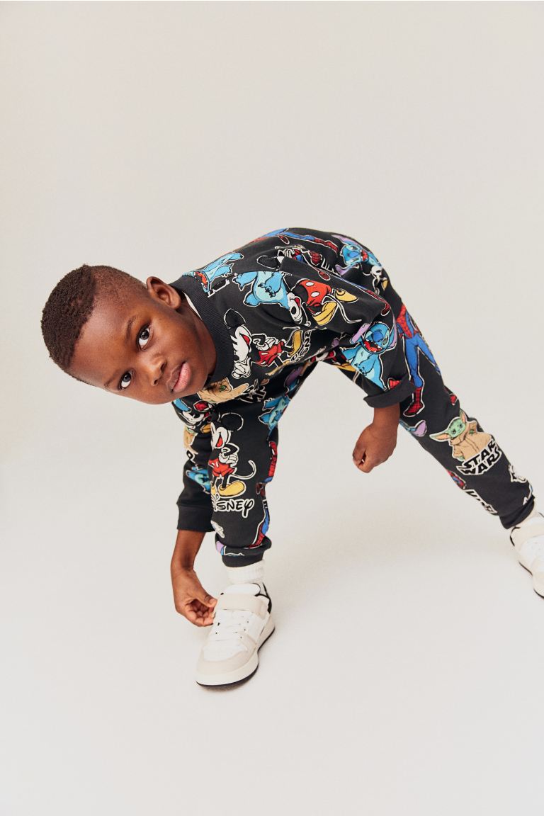 

Толстовка с принтом HM, комплект из 2 предметов, черный Disney