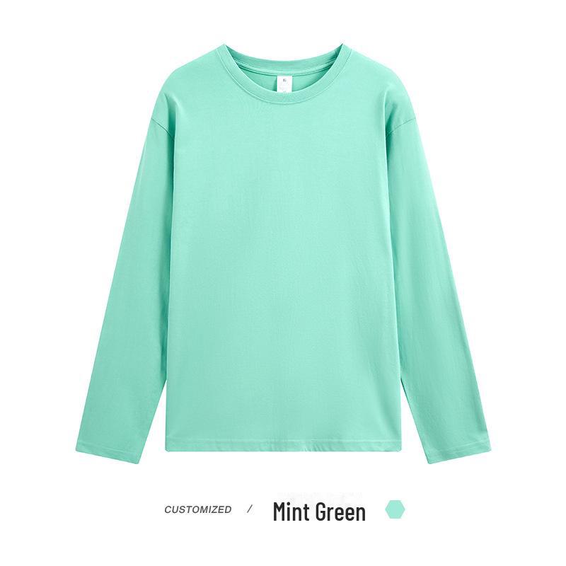 

Мужская футболка свободного кроя с круглым вырезом, плотностью 230 г, однотонная, с длинным рукавом - осенний хлопок из Синьцзяна XXXL