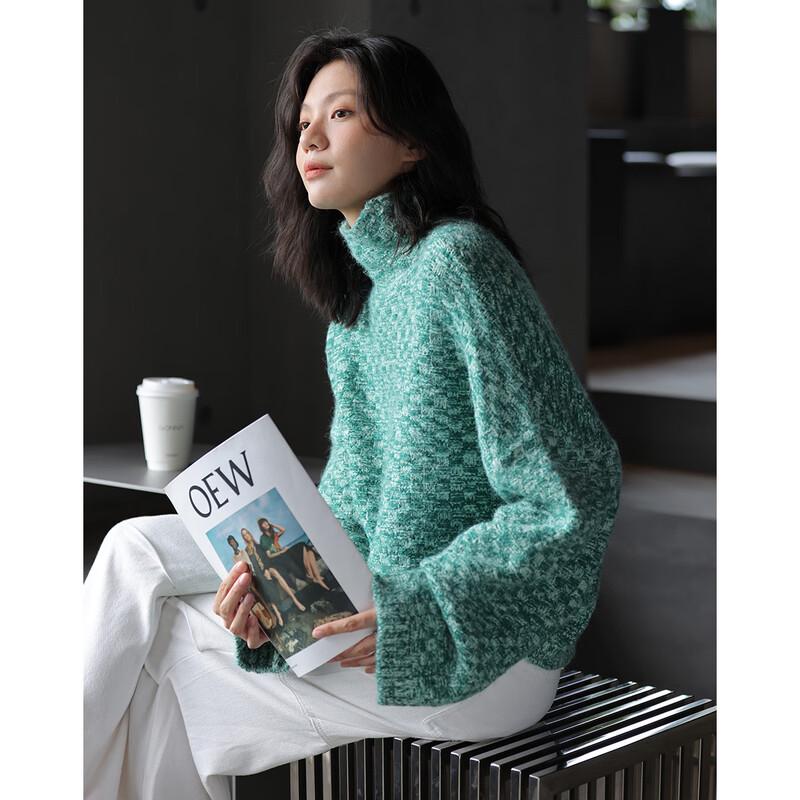 Demana Women s Cozy High-Neck Plaid Knit Sweater M