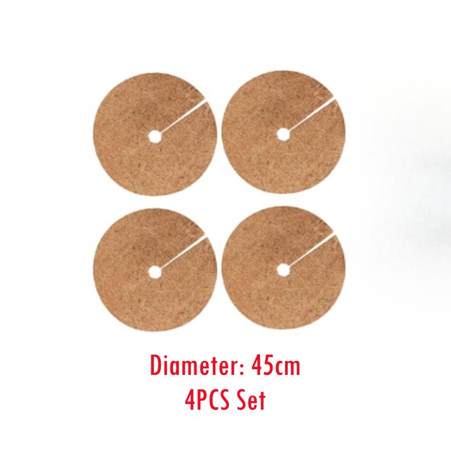 20/30/45/60Cm 4Pcs Natural Coco Coir Fiber Tree Mulch Ring Protector Organic Mat For Indoor Outdoor Disc Plant Cover Flower Pot