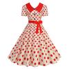 Damen Casual Polka Dot Print Kurzarm Midi Kleid mit Kragen - Leicht für den Sommer