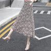 Sommer Damen A-Linien Rock mit Blumenmuster Chiffon Midi-Rock Hohe Taille Schlankmachender Midilängen-Stil Großer Schwungrock Blumenrock