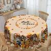 1 Happy Autumn Gnome Tablecloth With Pumpkin House Maple Leaf Pattern - Dustproof Polyester Textured Tablecloth