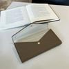 Genuine Leather Wallet. First Layer Cowhide Lychee Pattern Envelopes Spliced With Contrasting Colors. Long Three-fold Wallet