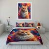 Fluffy Cat With Vibrant Swirls Duvet Cover Set With 3D Printing Design Soft Polyester Bedding Set All-Season Comfort
