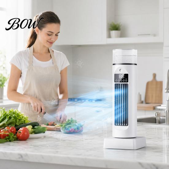 Bedroom Tower Fan Portable with Remote Control, 6 Speed 7 Color LED Night USB Powered Cooling Light, Quiet Air Cooler, Misting for Home Office