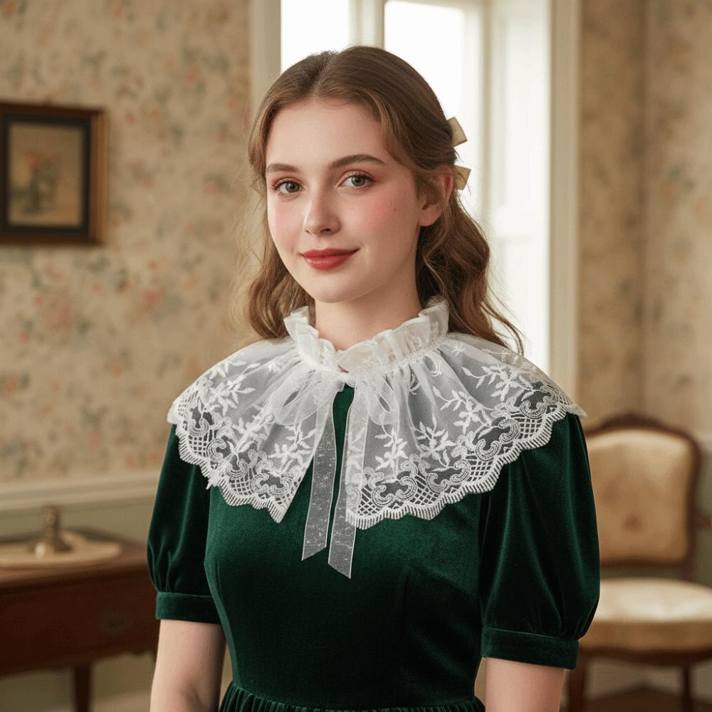 Cape Embroidered Lace Fake Collar Small high collar Double-layer Small Shawl Blouse Shoulders Decoration Wraps Doll Lapel Female