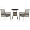 Garden Dining Set 3 Pcs Grey Poly Rattan