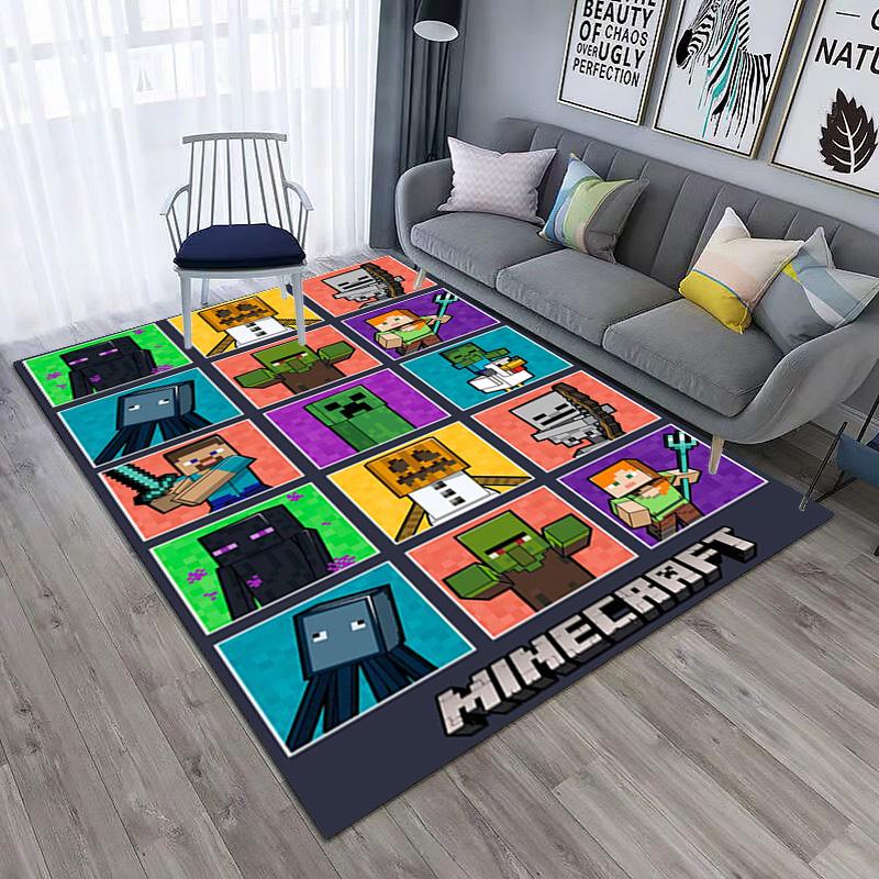 Classic Sandbox Xbox Game Minecraft Carpet Carpet Home Living Room Decoration Table and Chairs Anti Slip Door Mat Outdoor Picnic Mat Carpet A10