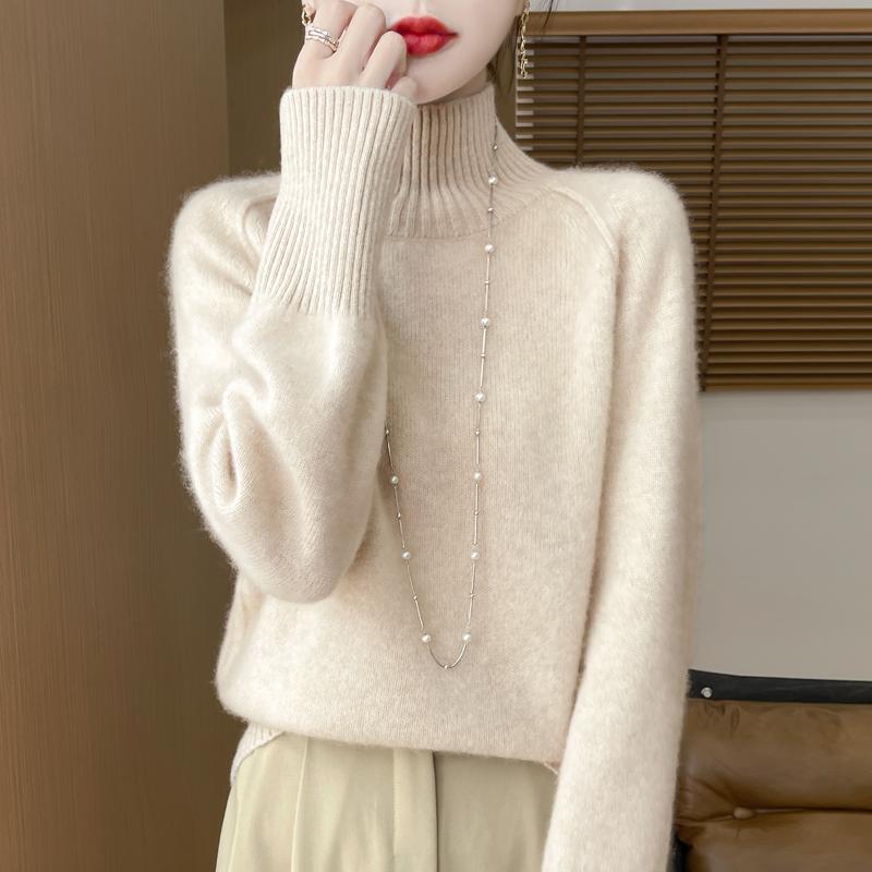 Women Sweater 100% Wool MODERN NEW SAGA Turtleneck Knit Pullover Thick Winter Jumpers Female Knit Tops