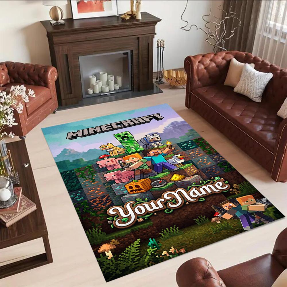 Minecraft Customizable Name Area Rug Perfect For Living Rooms Dormitory Dining Room Balcony Antislip Rug Office Home Decor Wedding Party Gift