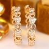 Vintage Hollow White Zircon Small Stone Love Heart Hoop Earrings For Women Gold Color Ear Buckle Wedding Jewelry Versatile Gifts