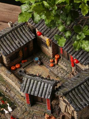 Furniture Model Synthetic Resin Pastoral Moss Micro Landscape Retro Nostalgic National Bonsai Mini Animal Miniature Decoration