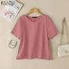 ZANZEA Women Casual V-Neck Summer Short Sleeve Cotton T-Shirts