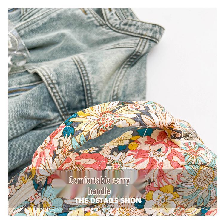 Floral Print Portable Makeup Bag with Large Capacity