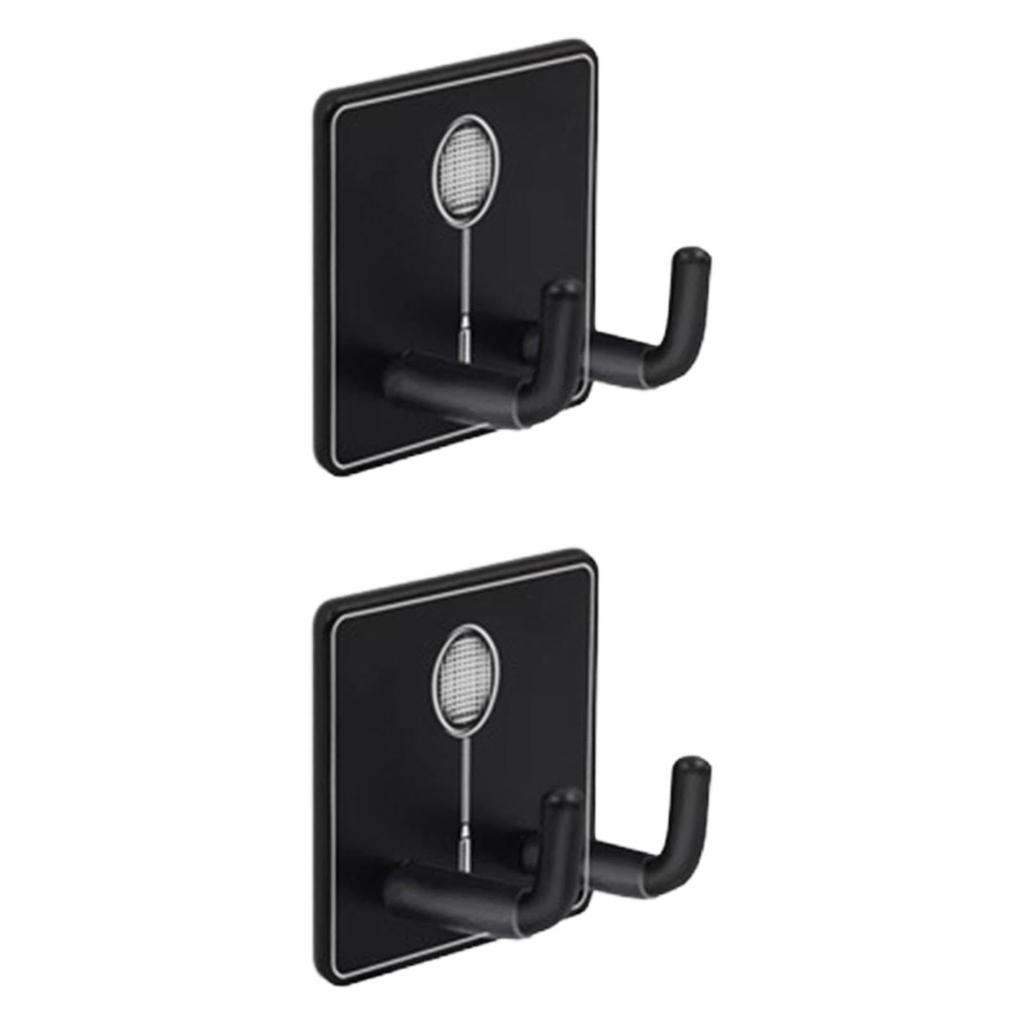 2Pcs Wall Mounted Racket Rack Metal Hanging Hook Tennis Racket Holder Vertical Display Holder for Garage Gym Workouts