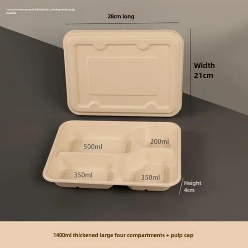Caja de embalaje desechable para entrega dividida, 10 unidades, gran capacidad, papel de cuadrícula múltiple, cajas para el almuerzo, respetuosas con el medio ambiente, para microondas