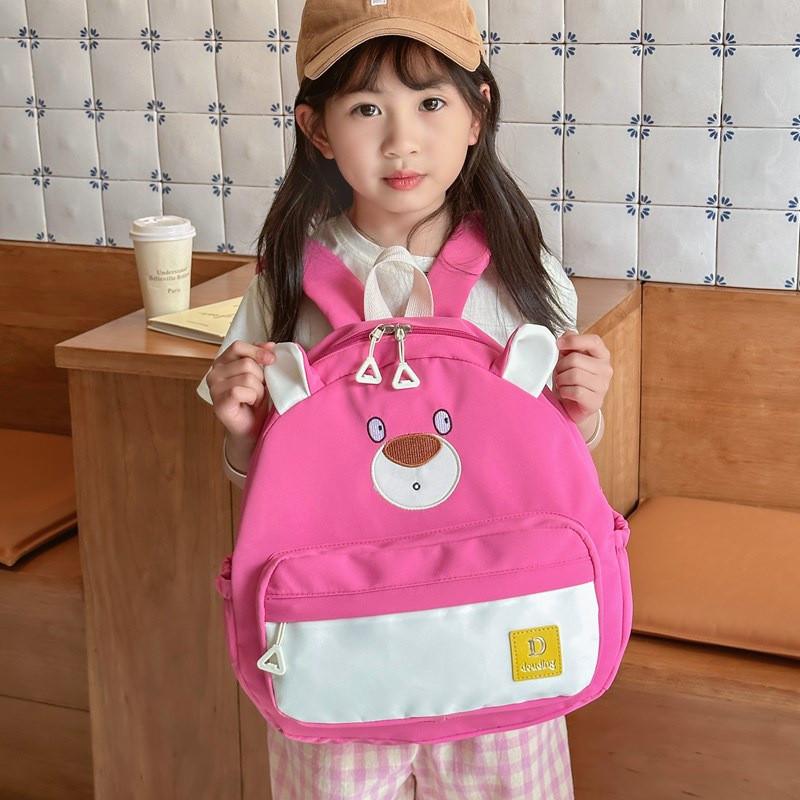 Bear Little Children Backpack Zipper Design Adjustable Shoulder Straps Schoolbag