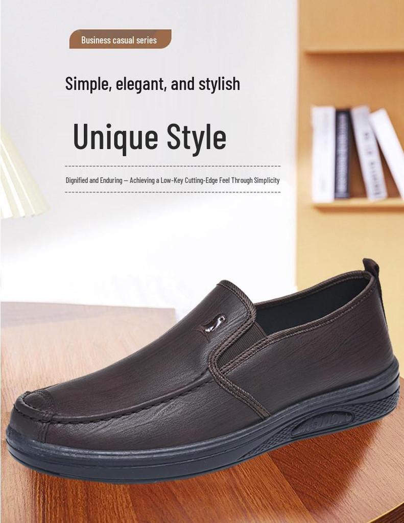 Men's Waterproof Leather Non-Slip Casual Shoes for Spring/Summer - Chef/Hotel Work Friendly