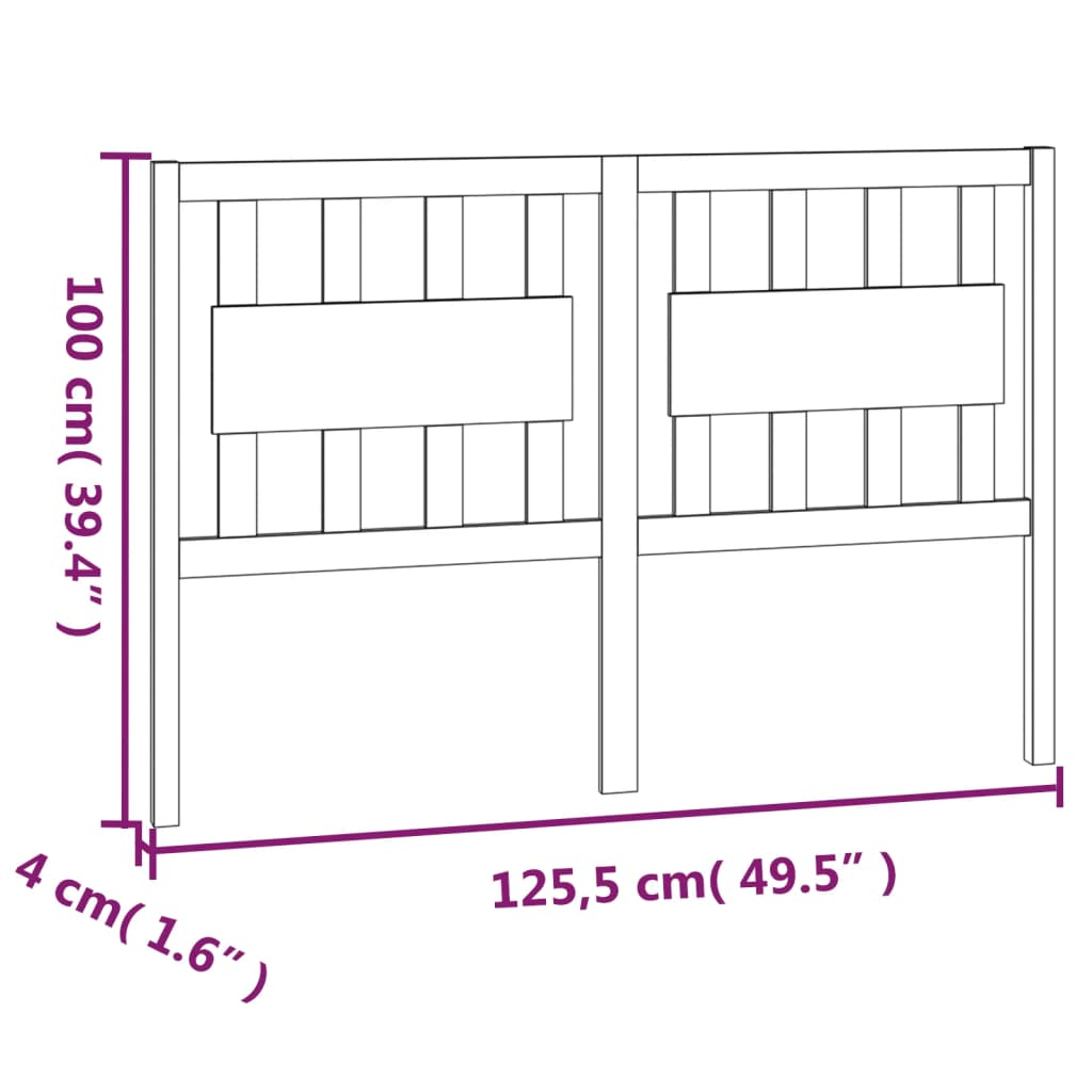 Headboard 125.5 X 4 X 100 Cm Solid Pine Wood
