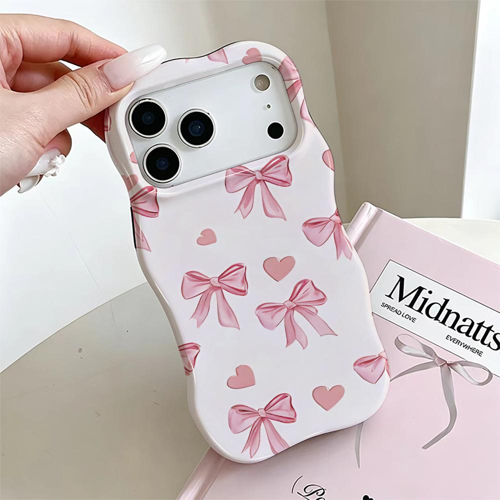 Nordic Station Simple Purple Bow Love Suitable for Apple 17pm Big Wave Mobile Phone Case 16 Film Anti-drop Cover