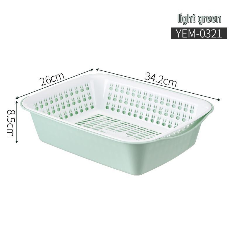Double-Layer Vegetable & Rice Washing Basin Set, 6-Piece - Kitchen & Living Room Plastic Sink Basket.