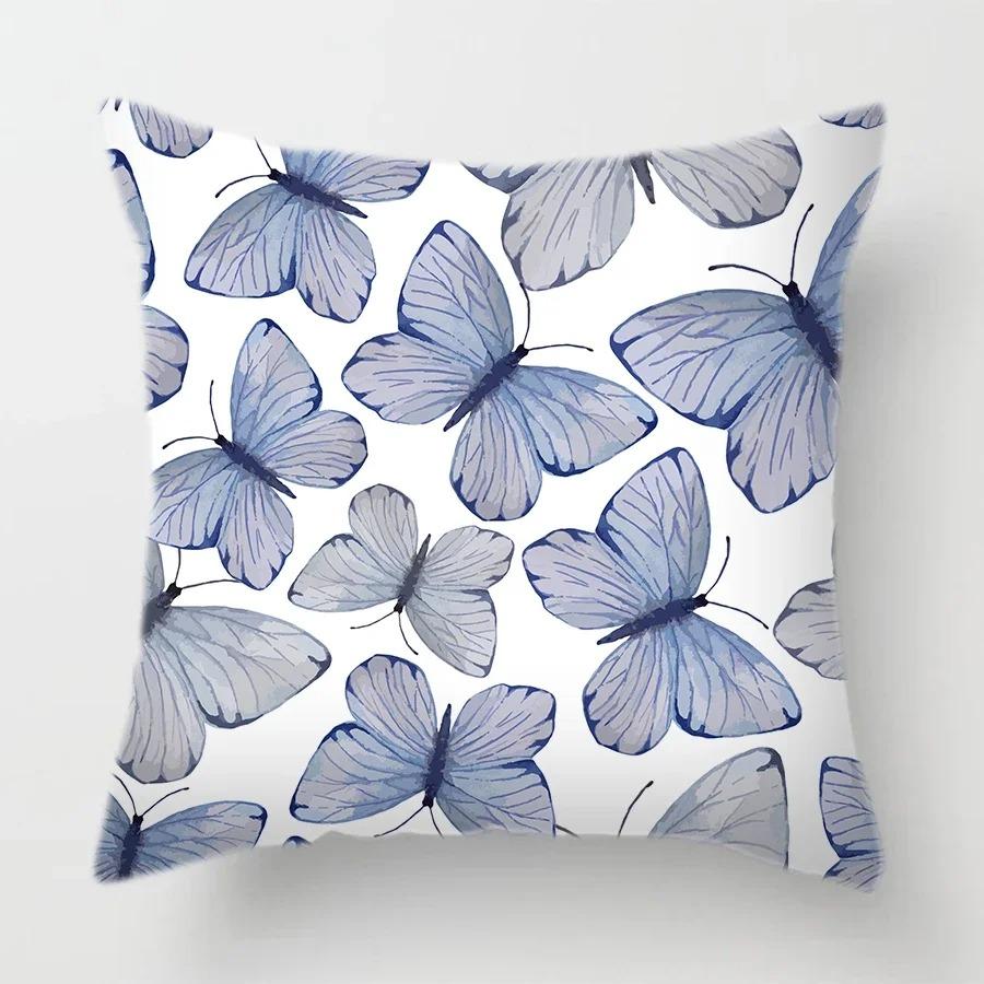 Dielian Floral Print Pillowcase Home Room Decoration Office Chair Living Room Sofa Cushion Cover 45x45cm Peach Skin Pillowcase