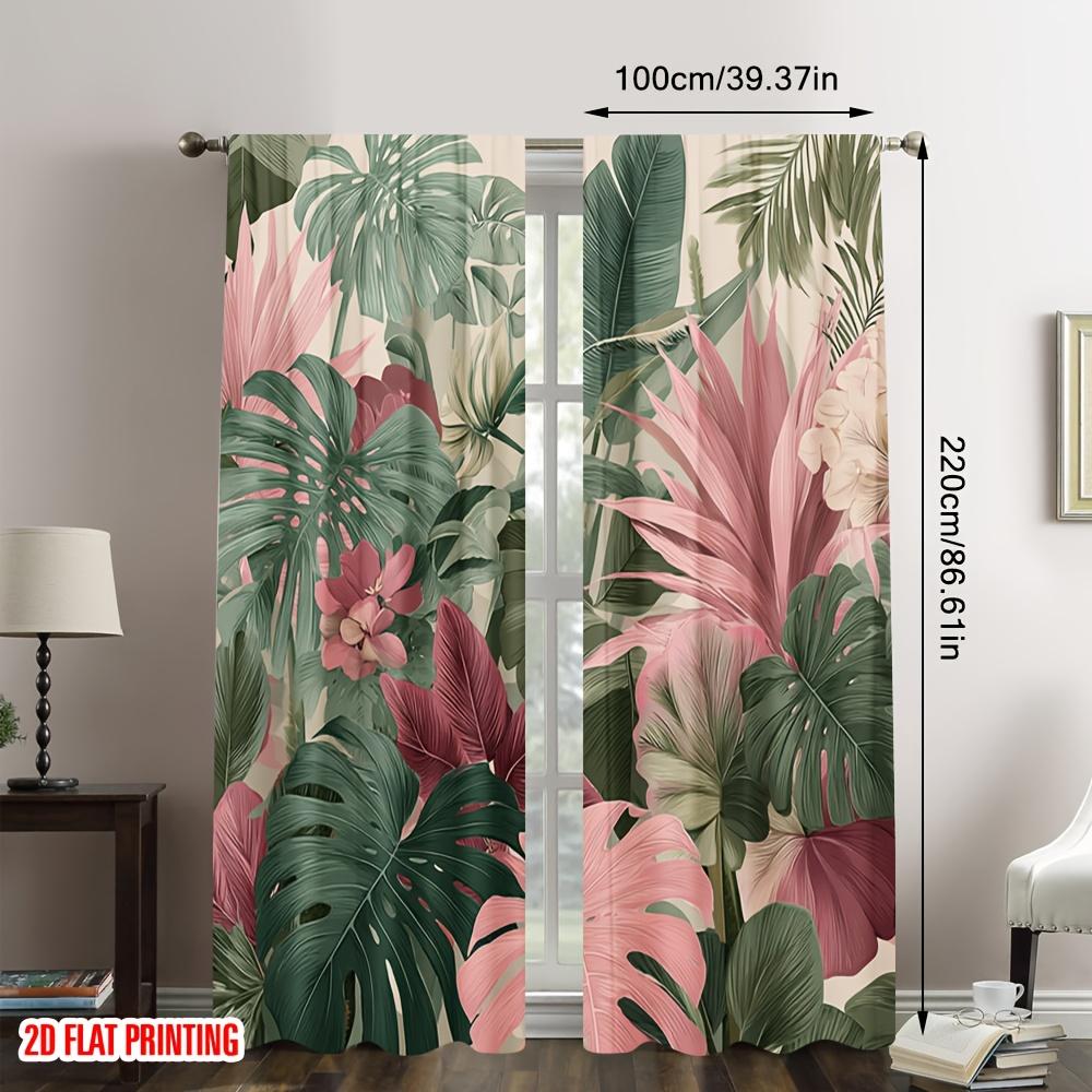 Tropical Leaf Curtains Boho Jungle Botanical Window Drapes Aesthetic Floral Print Large Monstera Leaf Curtains for Bedroom Livin