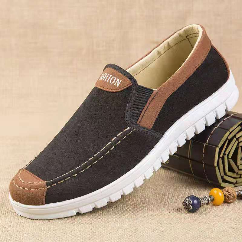 Men'S Breathable Casual Shoes High Quality Non-Slip Breathable Canvas Sneakers Fashion Flat Shoes