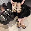 Thick-bottomed cool slippers women's summer new sparkling H-shaped fashionable thick-bottomed versatile open-toed sandals