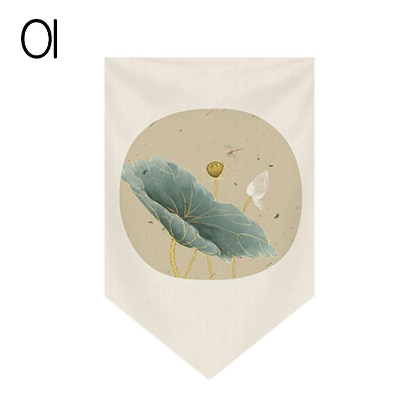 Japanese Tea Room Partition Door Head Curtain Signboard Chinese Style Hanging Short Curtain Restaurant Teahouse Decor Pennant