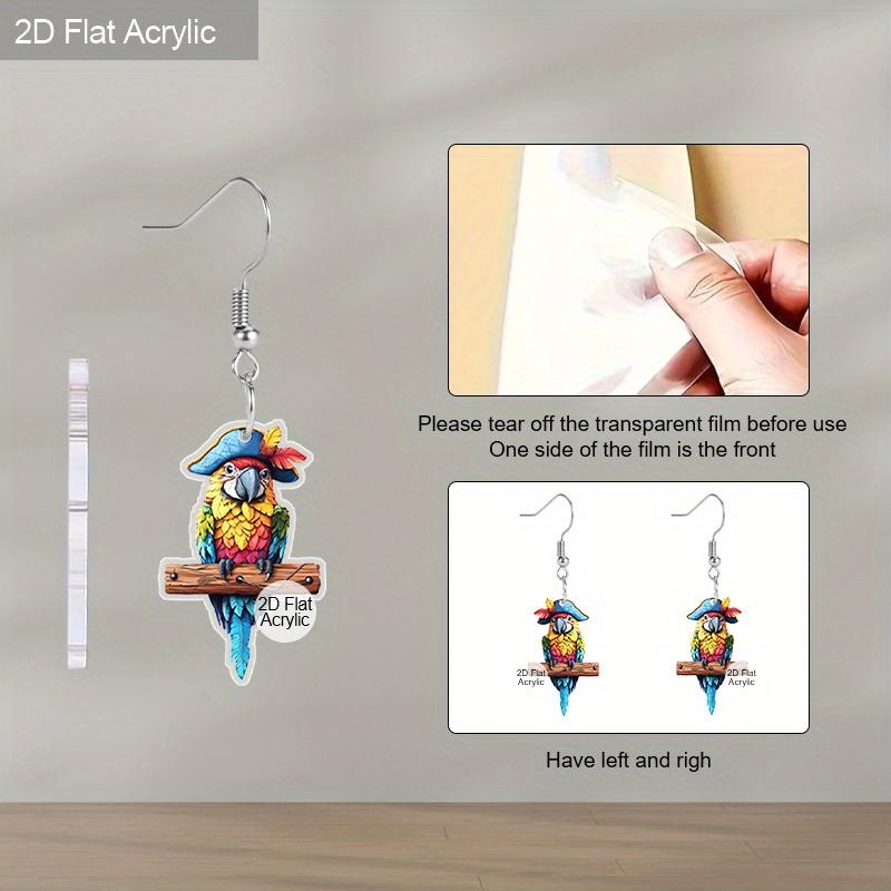 Boucle d'oreille pendante 2D Motif Capitaine Perroquet Bijou d'oreille Tenues quotidiennes Accessoires de fête Cadeau parfait pour la famille/ les amis