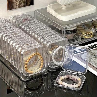 Transparente staubdichte Schmuckaufbewahrungsbox, staubdichte Armband-Armreif-Schmuckaufbewahrungs-Präsentationsbox, Desktop-Armband-Kristallperlen-Schmuckaufbewahrung