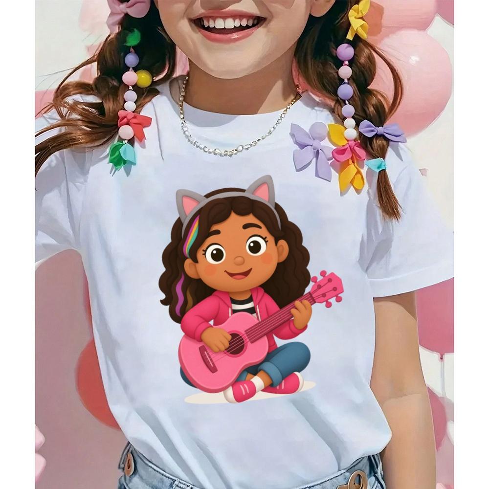 2025 Neue Sommerkleidung Mädchen Gabbys Puppenhaus T-Shirt Gabby Katzen Karneval Halloween Cosplay Kostüm