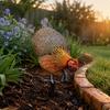 Outdoor Garden Metal Decoration Ornamental Hen Stake Iron Art for Patio Pathway