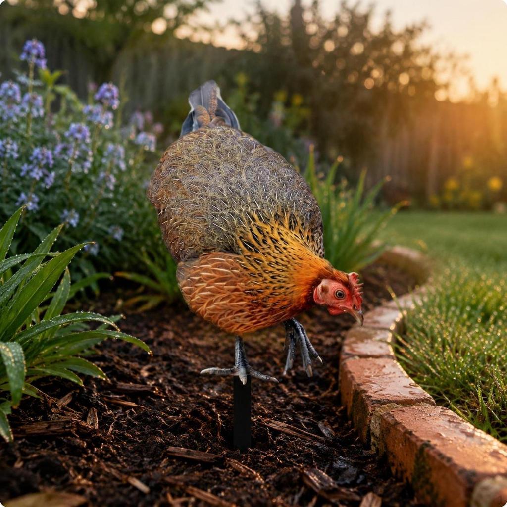 Outdoor Garden Metal Decoration Ornamental Hen Stake Iron Art for Patio Pathway