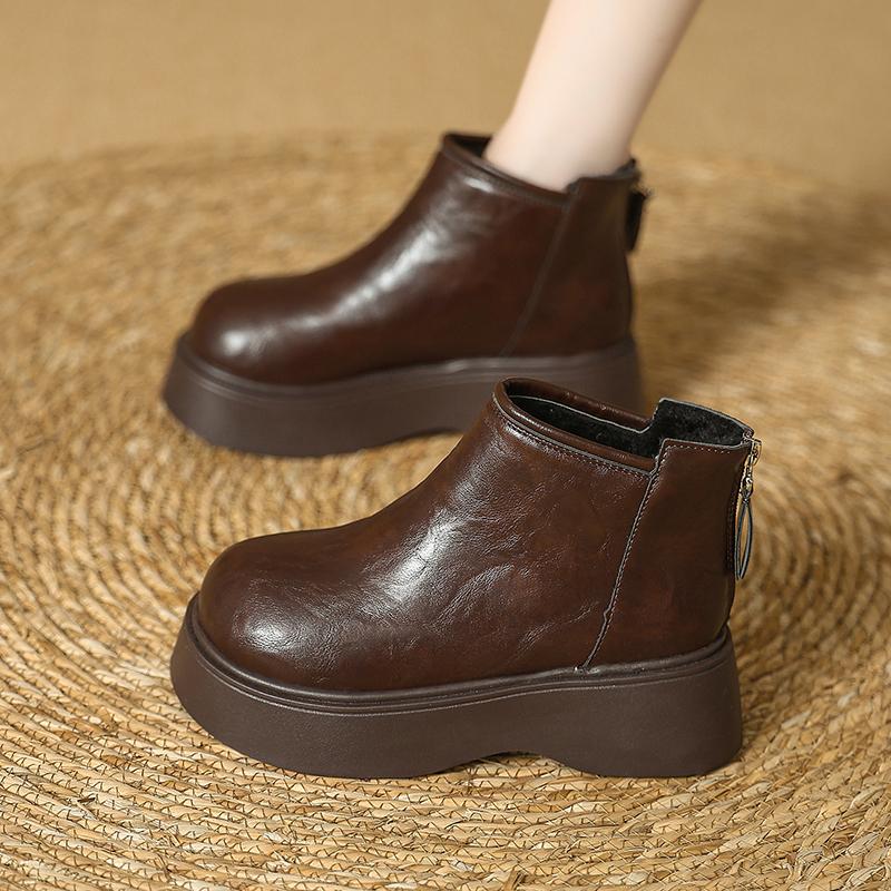 2025 The Zipper At The Back of The Round-toed Ankle Boots Is Suitable for Comfortable Footwear for Both Daily Casual Commuters